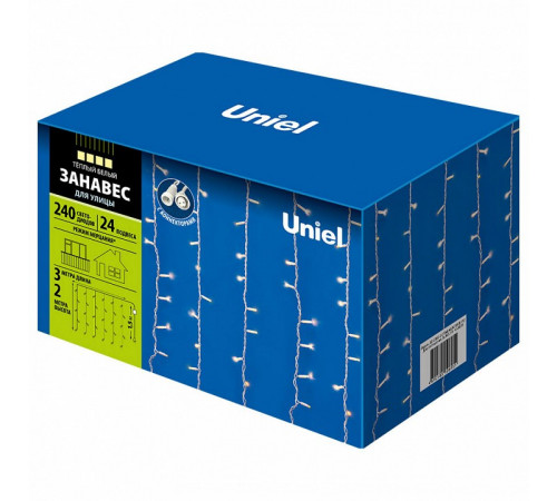 Уличная светодиодная гирлянда Uniel занавес (UL-00003684) теплый белый ULD-C2030-240/TWK Warm White IP67 Уличная светодиодная гирлянда Uniel занавес (UL-00003684) теплый белый ULD-C2030-240/TWK Warm White IP67
