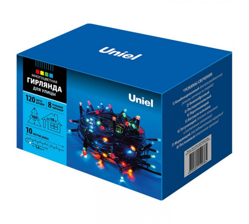 Уличная светодиодная гирлянда (UL-00005263) Uniel 220V разноцветный ULD-S1000-120/DBA Multi IP67 Уличная светодиодная гирлянда (UL-00005263) Uniel 220V разноцветный ULD-S1000-120/DBA Multi IP67