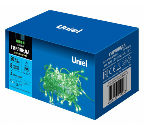 Светодиодная гирлянда Uniel (UL-00005760) зеленый ULD-S0500-050/DTA Green IP20 Светодиодная гирлянда Uniel (UL-00005760) зеленый ULD-S0500-050/DTA Green IP20