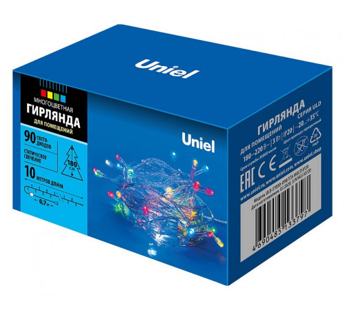 Светодиодная гирлянда (UL-00007179) Uniel 220V разноцветный ULD-S1000-090/STA Multi IP20 Светодиодная гирлянда (UL-00007179) Uniel 220V разноцветный ULD-S1000-090/STA Multi IP20