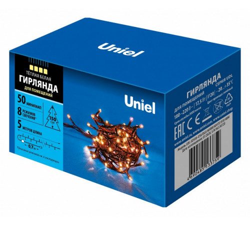 Светодиодная гирлянда Uniel (UL-00007189) теплый белый  UDL-S0500-050/DGA Warm White IP20 Mini