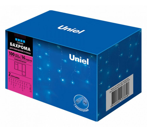 Уличная светодиодная гирлянда (UL-00007207) Uniel бахрома 220V синий ULD-B2007-100/TTK Blue IP44 Уличная светодиодная гирлянда (UL-00007207) Uniel бахрома 220V синий ULD-B2007-100/TTK Blue IP44