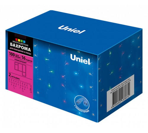 Уличная светодиодная гирлянда (UL-00007208) Uniel бахрома 220V разноцветный ULD-B2007-100/TTK Multi IP44 Уличная светодиодная гирлянда (UL-00007208) Uniel бахрома 220V разноцветный ULD-B2007-100/TTK Multi IP44