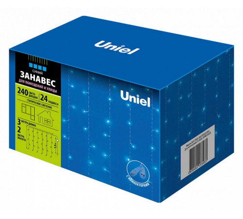 Уличная светодиодная гирлянда (UL-00007211) Uniel занавес 220V синий ULD-C3020-240/STK Blue IP44