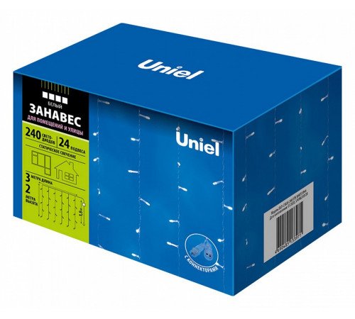 Уличная светодиодная гирлянда (UL-00007213) Uniel занавес 220V белый ULD-C3020-240/STK White IP44 Уличная светодиодная гирлянда (UL-00007213) Uniel занавес 220V белый ULD-C3020-240/STK White IP44