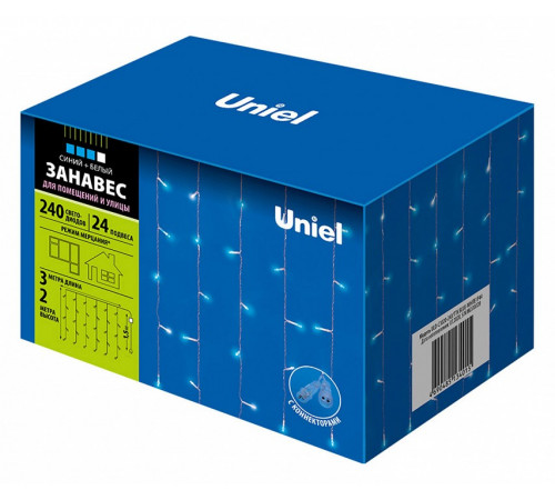 Уличная светодиодная гирлянда (UL-00007214) Uniel занавес 220V синий/белый ULD-C3020-240/TTK Blue-White IP44