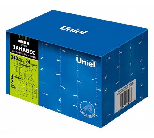 Уличная светодиодная гирлянда (UL-00007217) Uniel занавес 220V белый ULD-C3020-240/TTK White IP44