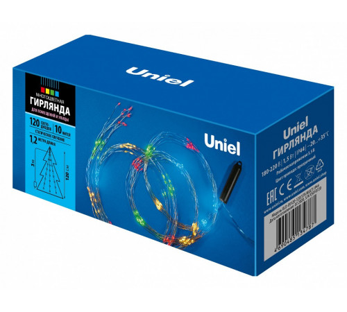 Уличная светодиодная гирлянда (UL-00007283) Uniel Лучи росы 220V разноцветный ULD-E0120-120/STA Multi IP44 Уличная светодиодная гирлянда (UL-00007283) Uniel Лучи росы 220V разноцветный ULD-E0120-120/STA Multi IP44