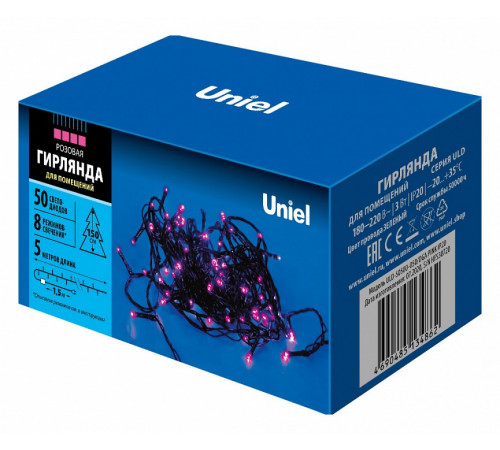 Светодиодная гирлянда Uniel (UL-00007306) розовый ULD-S0500-050/DGA Pink IP20 Светодиодная гирлянда Uniel (UL-00007306) розовый ULD-S0500-050/DGA Pink IP20