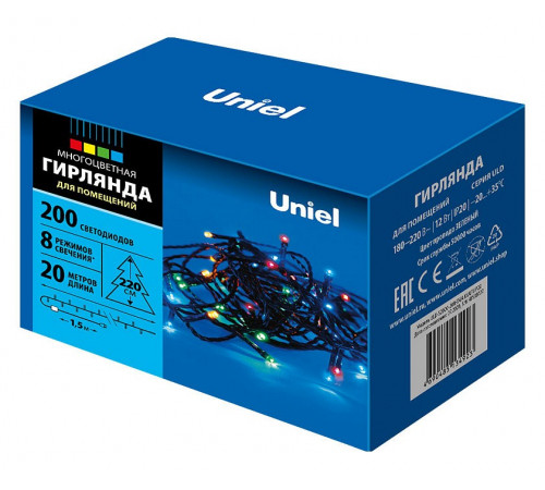 Светодиодная гирлянда Uniel (UL-00007307) разноцветный ULD-S2000-200/DGA Multi IP20 Светодиодная гирлянда Uniel (UL-00007307) разноцветный ULD-S2000-200/DGA Multi IP20