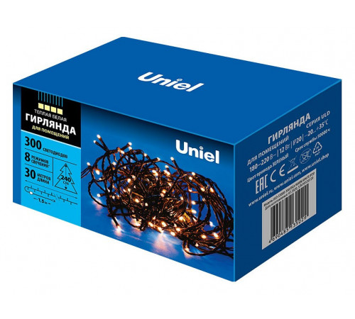 Светодиодная гирлянда Uniel (UL-00007312) теплый белый ULD-S3000-300/DGA Warm White IP20