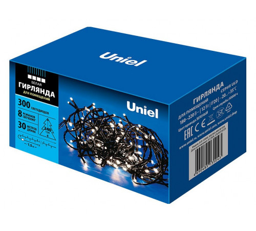 Светодиодная гирлянда Uniel (UL-00007313) белый ULD-S3000-300/DGA White IP20