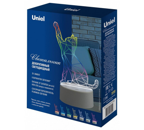 Фигурка светодиодная «Кошка» Uniel (UL-00007419) ULI-M501 RGB/3AAA Catty/White Фигурка светодиодная «Кошка» Uniel (UL-00007419) ULI-M501 RGB/3AAA Catty/White