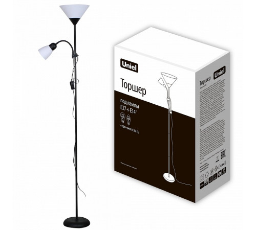 Торшер Uniel UML-T520 E27+E14 BLACK/WHITE UL-00010194 Торшер Uniel UML-T520 E27+E14 BLACK/WHITE UL-00010194