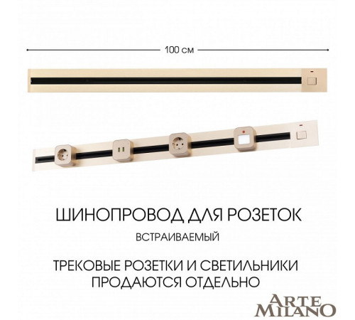 Встраиваемый шинопровод с выключателем Arte Milano Am-track-sockets 385201TBB/100 Gold