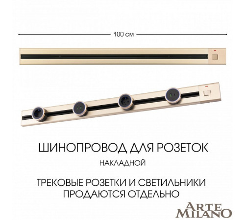 Накладной шинопровод с выключателем Arte Milano Am-track-sockets 385201TOB/100 Gold