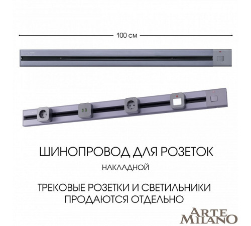 Накладной шинопровод с выключателем Arte Milano Am-track-sockets 385201TOB/100 Grey