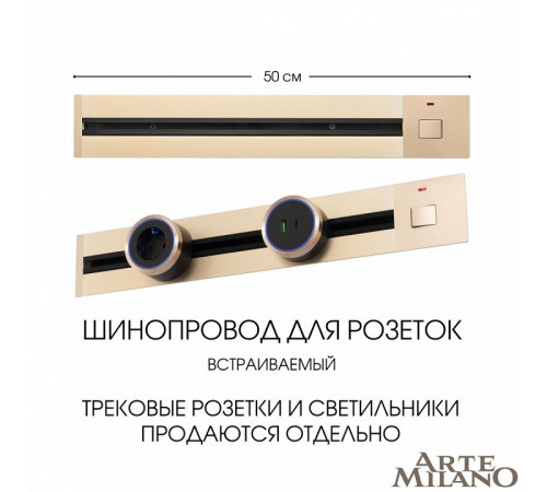 Встраиваемый шинопровод с выключателем Arte Milano Am-track-sockets 385205TBB/50 Gold