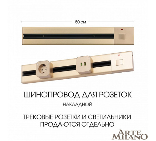Накладной шинопровод с выключателем Arte Milano Am-track-sockets 385205TOB/50 Gold