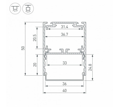 Алюминиевый профиль Arlight SL-LINE-4050-3L-2000 ANOD 044666 Алюминиевый профиль Arlight SL-LINE-4050-3L-2000 ANOD 044666