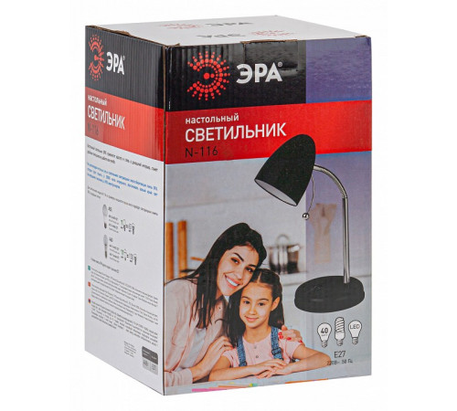 Настольная лампа ЭРА N-116-Е27-40W-BK Б0047201 Настольная лампа ЭРА N-116-Е27-40W-BK Б0047201