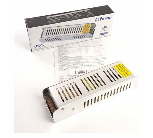 Блок питания для светодиодной ленты Feron LB009 12V 200W IP20 16,5A 21498