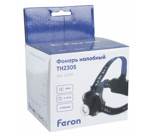 Фонарь налобный Feron TH2305 ZOOM c аккумулятором 41709