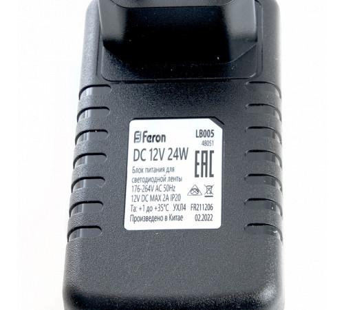 Трансформатор для светодиодной ленты Feron LB005 24Вт 12В IP20 48051