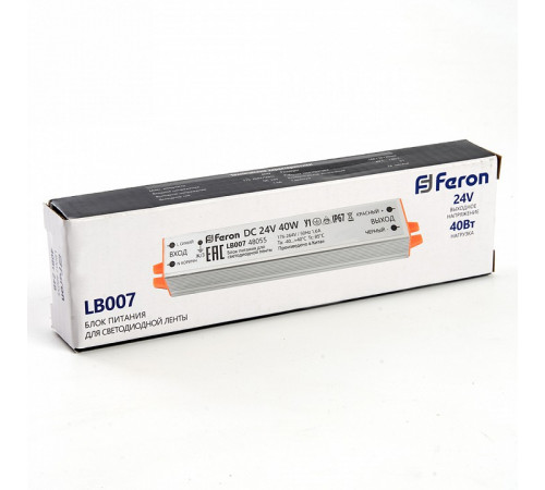 Трансформатор для светодиодной ленты Feron LB007 40Вт 24В IP67 48055 Трансформатор для светодиодной ленты Feron LB007 40Вт 24В IP67 48055