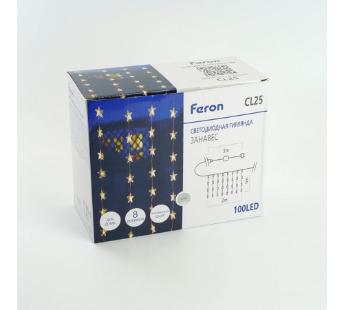 Светодиодная гирлянда занавес Звездочки Feron CL25 48608 Светодиодная гирлянда занавес Звездочки Feron CL25 48608