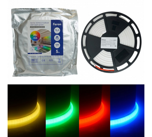 Светодиодная лента Feron LS551 24В 4040 14,4Вт/м RGB 5м IP68 48731 Светодиодная лента Feron LS551 24В 4040 14,4Вт/м RGB 5м IP68 48731