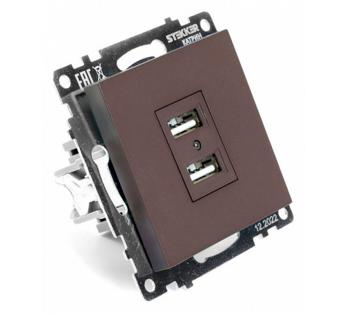 Розетка USB 2-местная Stekker Катрин GLS10-7115-04 49027 Розетка USB 2-местная Stekker Катрин GLS10-7115-04 49027