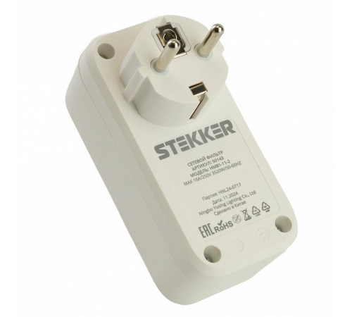 Сетевой фильтр 1-местный с/з с выключателем Stekker Nova HM81-11-2 50143