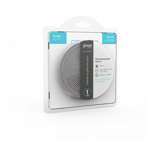 Светодиодная лента Gauss 12В 5050 10Вт/м 4000K 1м IP20 BT034
