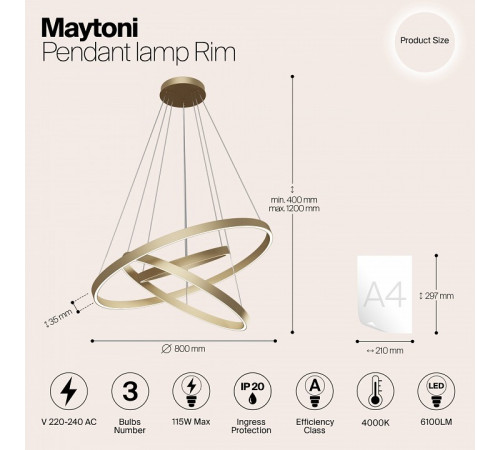 Подвесной светильник Maytoni Rim MOD058PL-L100BS4K