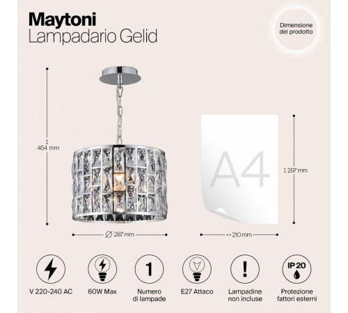 Подвесной светильник Maytoni Gelid MOD184-PL-01-CH