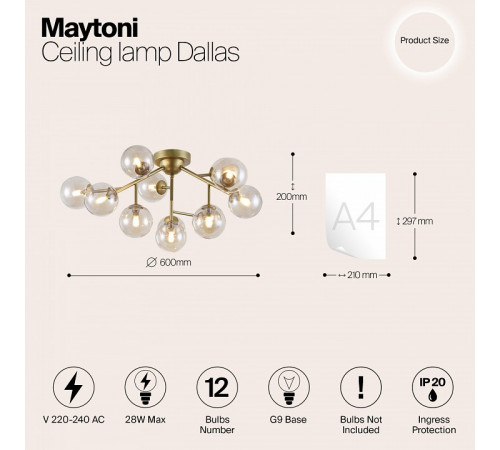 Потолочная люстра Maytoni Dallas MOD545PL-12G Потолочная люстра Maytoni Dallas MOD545PL-12G