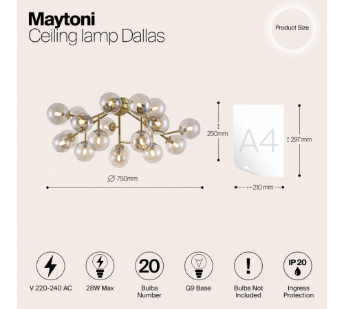 Потолочная люстра Maytoni Dallas MOD545PL-20G