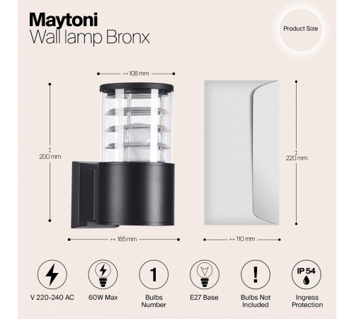 Уличный настенный светильник Maytoni Bronx O576WL-01B Уличный настенный светильник Maytoni Bronx O576WL-01B
