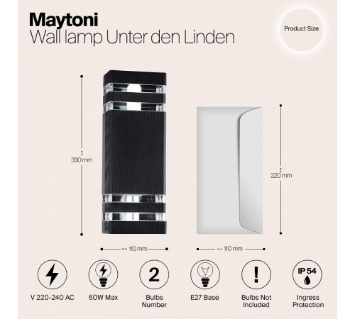 Уличный настенный светильник Maytoni Unter den Linden O578WL-02B Уличный настенный светильник Maytoni Unter den Linden O578WL-02B