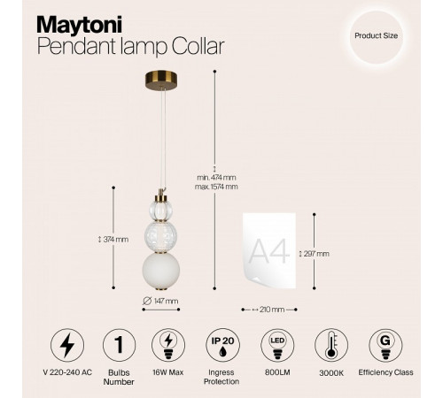 Подвесной светильник Maytoni Collar P069PL-L16G3K Подвесной светильник Maytoni Collar P069PL-L16G3K