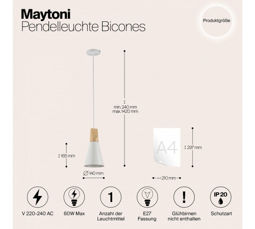 Подвесной светильник Maytoni Bicones P359-PL-140-W Подвесной светильник Maytoni Bicones P359-PL-140-W