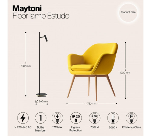 Торшер Maytoni Estudo Z010FL-L8B3K Торшер Maytoni Estudo Z010FL-L8B3K