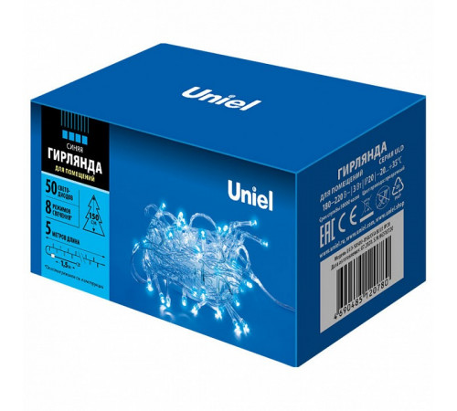 Светодиодная гирлянда (UL-00005253) Uniel 220V синий ULD-S0500-050/DTA Blue IP20 Светодиодная гирлянда (UL-00005253) Uniel 220V синий ULD-S0500-050/DTA Blue IP20