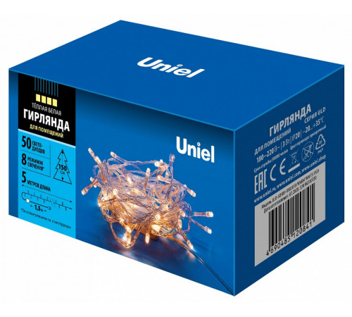 Светодиодная гирлянда (UL-00005256) Uniel 220V теплый белый ULD-S0500-050/DTA Warm White IP20 Светодиодная гирлянда (UL-00005256) Uniel 220V теплый белый ULD-S0500-050/DTA Warm White IP20