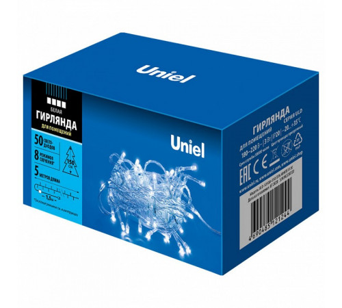 Светодиодная гирлянда (UL-00005259) Uniel 220V белый ULD-S0500-050/DTA White IP20 Светодиодная гирлянда (UL-00005259) Uniel 220V белый ULD-S0500-050/DTA White IP20