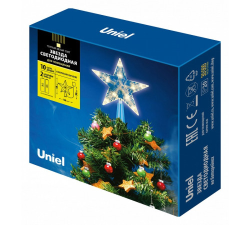 Украшение звезда Uniel ULD-H1515-010/STB/2AA WARM WHITE STAR-2 UL-00005761 Украшение звезда Uniel ULD-H1515-010/STB/2AA WARM WHITE STAR-2 UL-00005761
