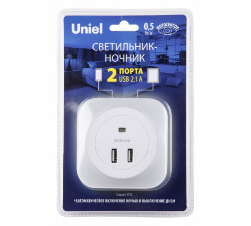 Настенный светодиодный светильник Uniel DTL-321 White/Sensor/2USB UL-00007348 Настенный светодиодный светильник Uniel DTL-321 White/Sensor/2USB UL-00007348