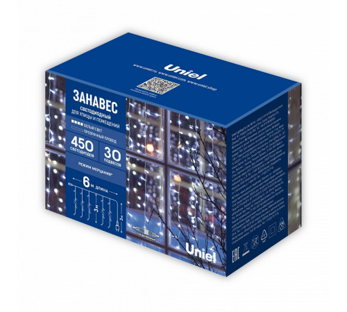 Гирлянда Uniel ULD-C6030-450/TTK WHITE IP44 UL-00009926 Гирлянда Uniel ULD-C6030-450/TTK WHITE IP44 UL-00009926