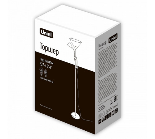 Торшер Uniel UML-T520 E27+E14 BLACK/WHITE UL-00010194 Торшер Uniel UML-T520 E27+E14 BLACK/WHITE UL-00010194